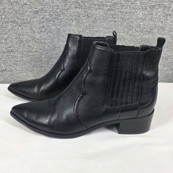 MARC FISHER LTD BLACK LEATHER WESTERN COWBOY ANKLE BOOT – SIZE 9M - Picture 2 of 11